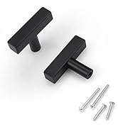 KNOBWELL 6 Pack Single Hole 2" Matte Black Stainless Steel Drawer Knobs and Pulls, Dresser Drawer...