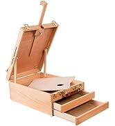 Kuyal Art Supplies Box Easel Sketch Box Painting Storage Box-Adjustable Design with Large 2-Drawe...