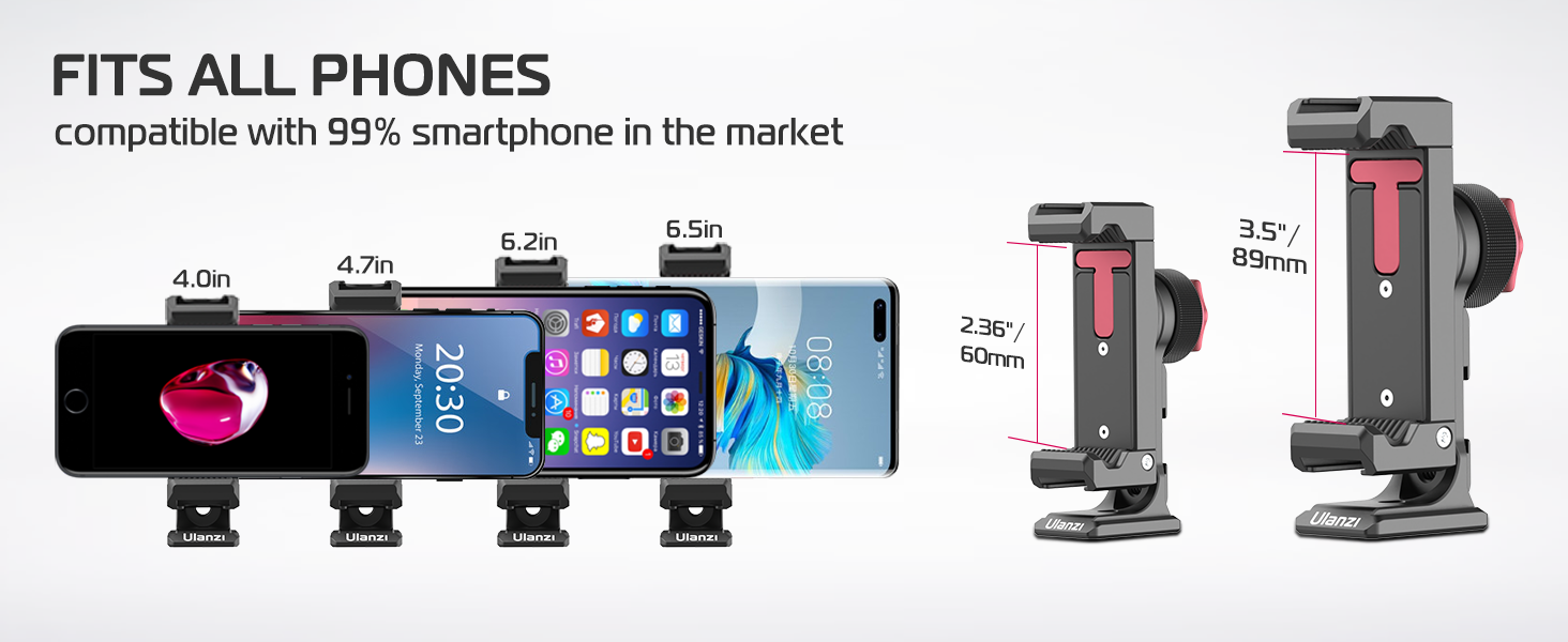 ULANZI ST-27 Phone Tripod Mount, 360° Metal Phone Holder for Tripod w 3 Cold Shoes &amp; Arca Port