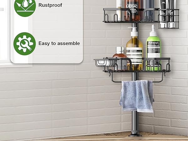 Adjustable corner shower caddy
