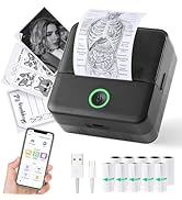 Thermal Mini Printer, Inkless Sticker Phone Printer with 10 Rolls Paper, Bluetooth Print Pod Note...