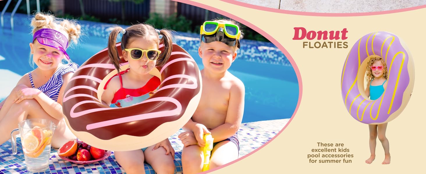 Children's Swim Rings4 Pack Donut Pool Floats for Kids &amp; Adults