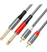 JOMLEY RCA to 1/4 Cable 3.3ft, Dual RCA Male to Dual 1/4 inch (6.35 mm) TS Male Stereo Audio Inte...