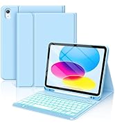 FUWANG for iPad A16 11th 10th Generation Case with Keyboard - Detachable 7 Colors Backlit Wireles...