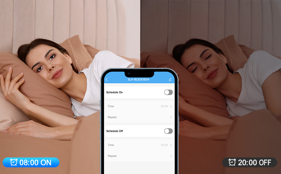 Use the app to customize the on/off time freely