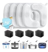 Veken Cat Water Fountain Filters, 4 Pack Replacement Filters &amp; 4 Pack Replacement Pre-Filter Spon...