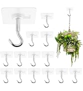 JDBZYDM 14 PCS Stainless Steel Adhesive Ceiling Hooks for Hanging Plants, Lights, Decorations