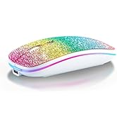 HXMJ Bling Dazzling Rechargeable 2.4G Wireless+Bluetooth Mouse,Covered with Crystal Diamond Rhine...