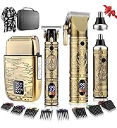 Qreeyx Hair Clippers for Man T-Blade Trimmer Nose Hair Trimmer Electric Shaver Set, Professional ...