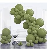 PartyWoo Sage Green Balloons, 100 pcs Retro Green Balloons Different Sizes Pack of 18 Inch 12 Inc...