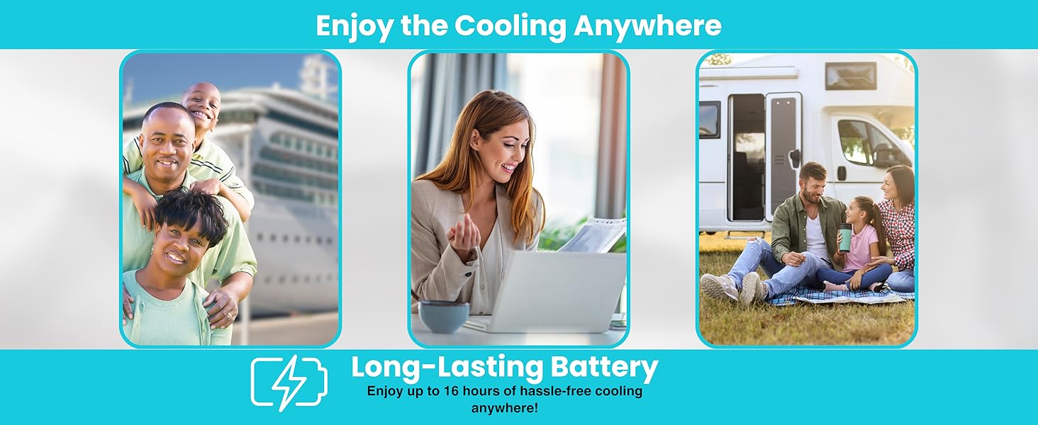 Long lasting battery fan, rechargeable desk fan beige, crusing fan for cabin approved