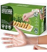 Keppi 600 Pack Disposable Gloves Medium – Clear HDPE Plastic, Food Safe, Latex-Free, BPA-Free – S...