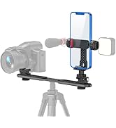Metal Phone Tripod Mount, iPhone Tripod Mount 3 Cold Shoes &amp; 1/4inch Thread, 360 Degree Smartphon...
