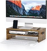 BONTEC Monitor Stand Riser, 2 Tiers Wood Monitor Riser Stand with Storage Organizer, Desktop Ergo...