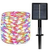 Solar String Lights Outdoor Waterproof 33ft 100LED 8 Modes Twinkle Lights Solar Fairy Lights for ...