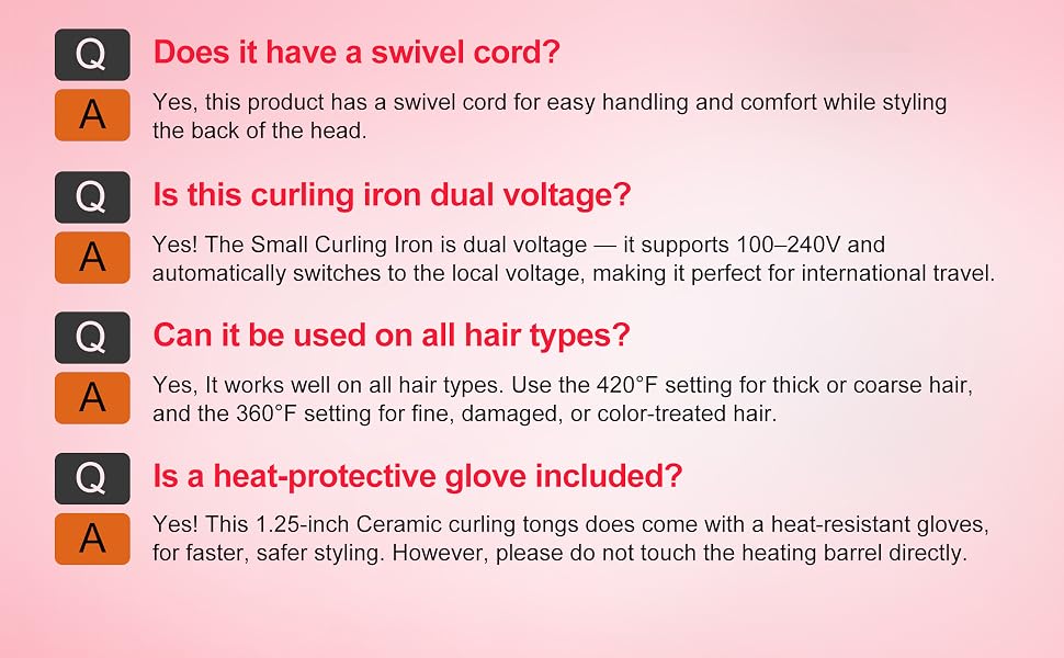 1 1/4-inch Curling Iron Extra-Long Ceramic Barrel for Long Hair