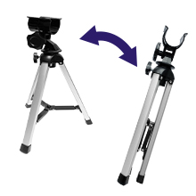 Tripod open and folded for storage