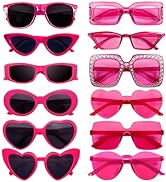 SUNOVELTIES 12 Mixed Pink Style Sunglasses Retro Party Favors Bulk Classic Eyewear Costume Glasse...