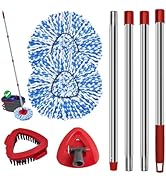 Spin Mop Handle Mop Heads and Base Replacement Sets Compatible with O Cedar EasyWring Rinseclean ...