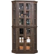 ALBAD 67 Inch Corner Curio Cabinets with Glass Doors 6 Tiers Tall Wood Display Cabinet for Dining...