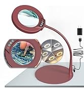 Krstlv 10X Magnifying Glass with Light and Stand, 5 Color Modes Stepless Dimmable LED Lighted Des...