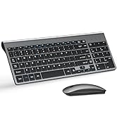 Wireless Keyboard and Mouse Ultra Slim Combo, TopMate 2.4G Silent Compact USB 2400DPI Mouse and S...