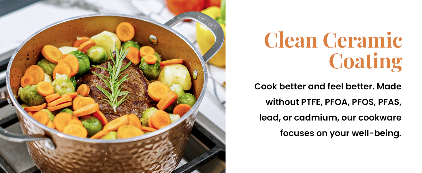 Hammered Non Stick Frying Pans Nonstick Frying Pan with Lid, Nonstick Pan Ceramic Pan Copper