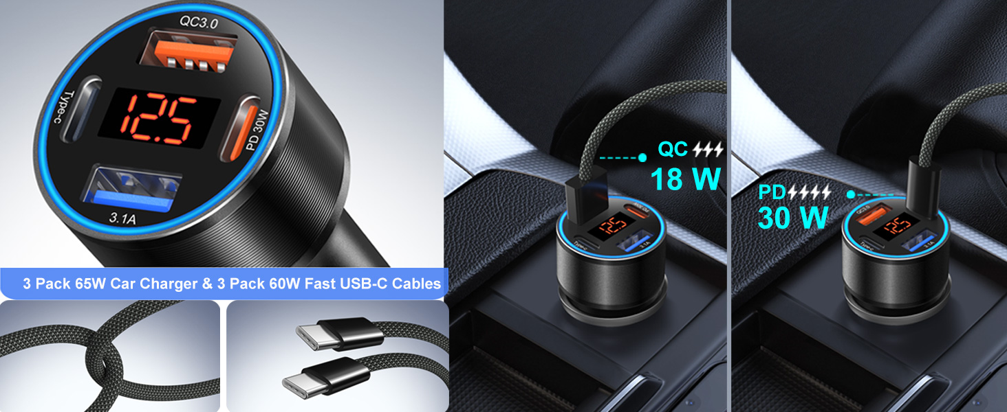super fast type c car charger for samsung android phone