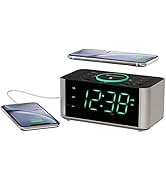 Emerson Smartset Dual Alarm Clock Radio and QI Wireless Phone Charger with Bluetooth, All Qi Comp...