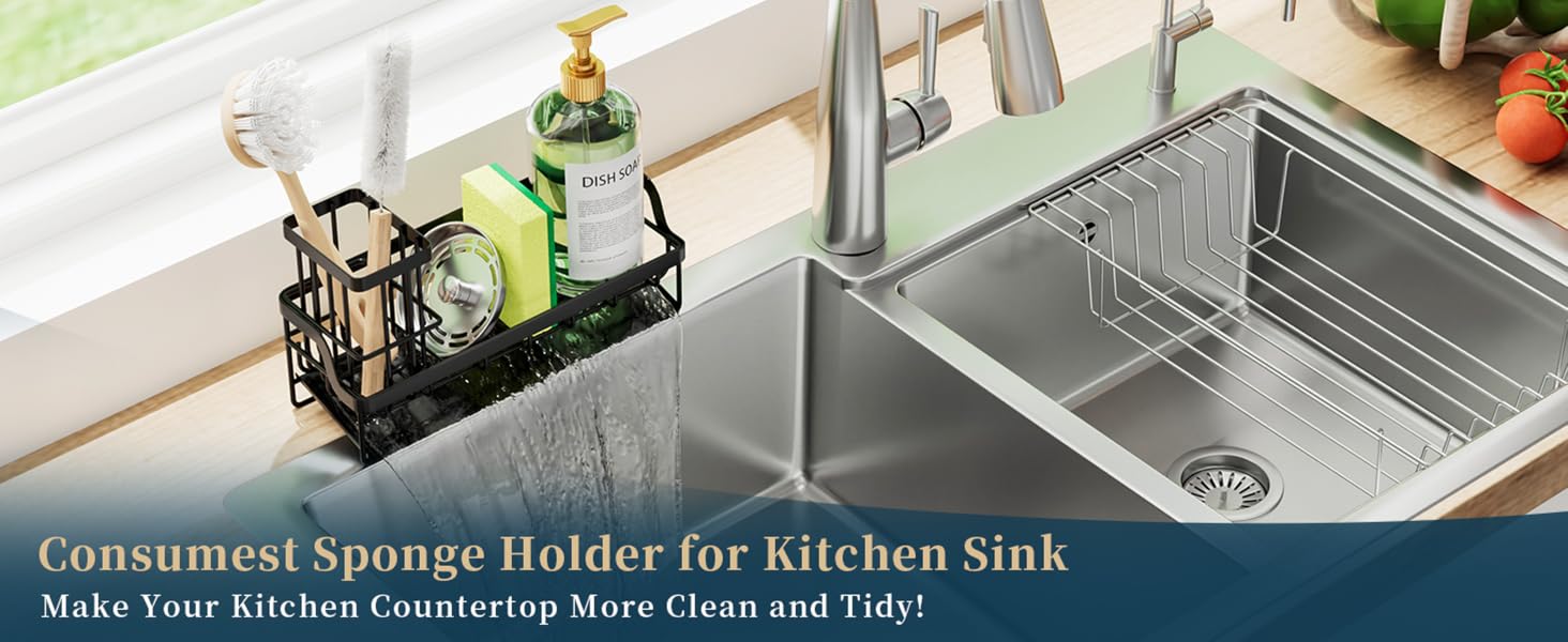 sponge and soap holder for kitchen sink