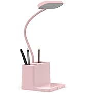 AXX Cute Desk Lamp, Pink Table Light for Women, Teen Girls, Adjustable LED, Small, Rechargeable, ...