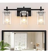 Spiglamm 3-Lights Black and Brushed Nickel Bathroom Light Fixtures, Modern Black and Nickel Vanit...