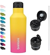 BJPKPK Insulated Water Bottle With Straw 17oz Stainless Steel Water Bottles With 2 Lids And Carry...