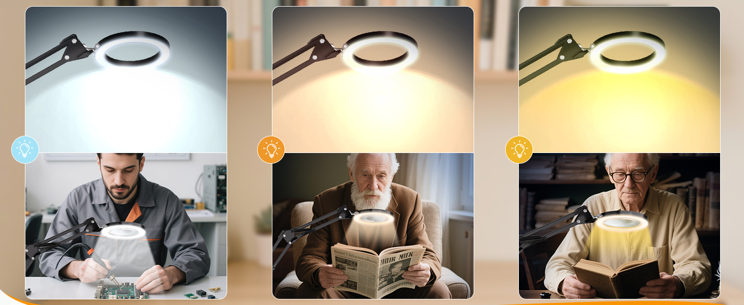 magnifier with lights