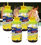 Glovv 4 Pack Reusable Fly Traps Outdoor Hanging with Bait, Hanging Fly Jar Trap Gnat Catcher Kill...