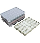 4-Pack Silicone Ice Cube Trays with Lid, Easy Release Ice Cube Molds, Reusable and Stackable Ice ...