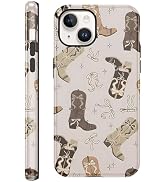 Vulfwela for iPhone 13/iPhone 14 6.1'' Retro Cowboy Cowgirl Western Phone Case, 2 in 1 Trendy Bow...