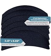 6 Pack Activated Charcoal Replacement Filters Compatible with Basics Hooded Covered Cat Lit...
