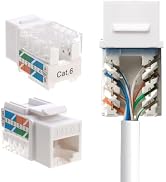 SATMAXIMUM CAT6 Keystone Ethernet Wall Jack Punch Down Keystone UTP 45-Degree (Easy Termination T...