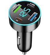 65W Car Charger 4 Port USB Car Charger Adapter PD QC3.0 Cigarette Lighter USB Charger with LED Vo...
