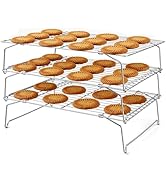 LIANYU Cooling Rack 15"x10", 3-Tier Stackable &amp; Collapsible Stainless Steel Baking Wire Racks for...