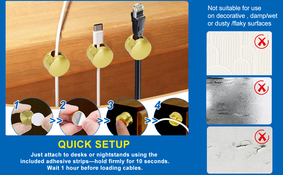 Sticky cable clips
