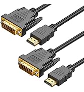 QINGLER HDMI to DVI Adapter Cable 6ft, 2-Pack Bi-Directional 1080p DVI-D to HDMI Cable Male to Ma...