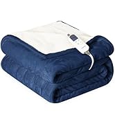 Cozorbt Heat Blanket 72”x84” Full Size,Soft Flannel &amp; Sherpa Reversible Electric Blanket with 10 ...
