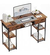 OLIXIS Desk with Storage Fabric Drawers 48 Inch, Home Office Computer Desk for Small Space Bedroo...