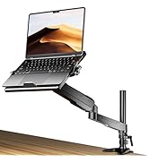 Gas Spring Laptop Mount with Adjustable Tray - Klearlook 2in1 Full Motion Monitor Laptop Stand Mo...