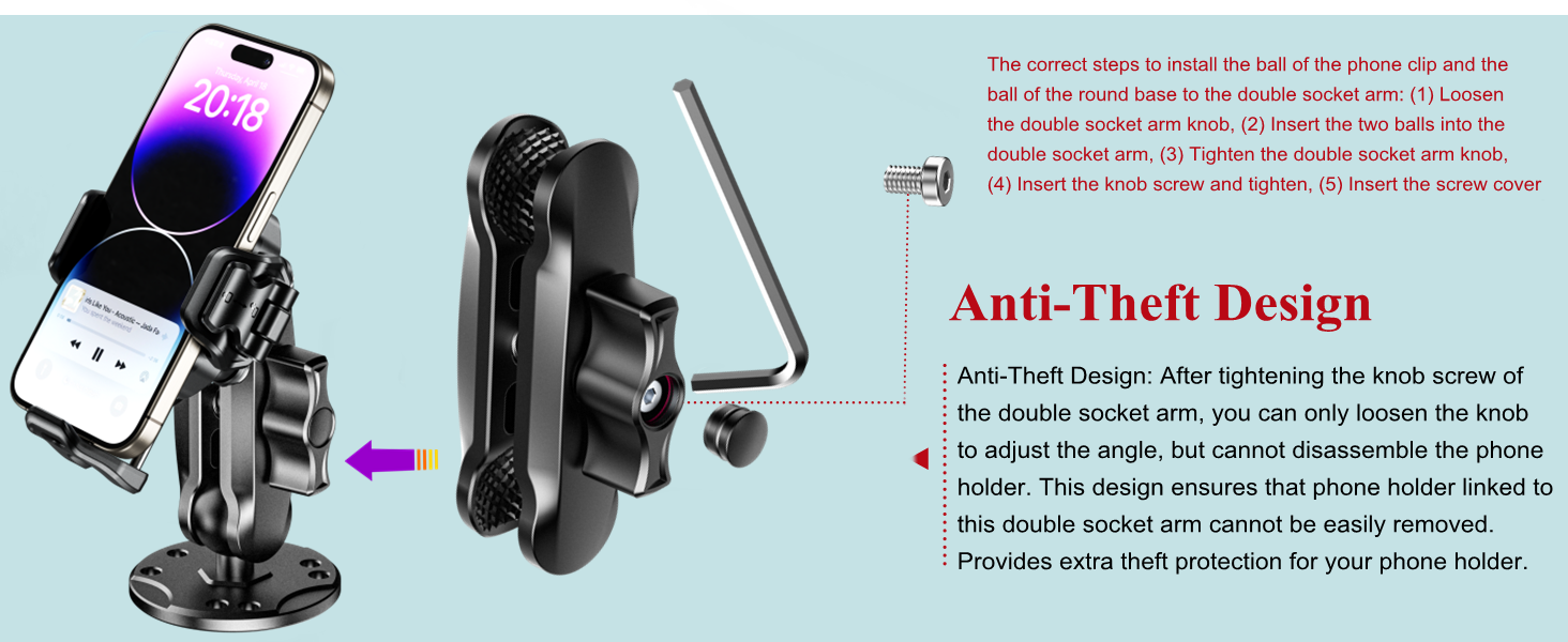 Anti-theft design phone mount