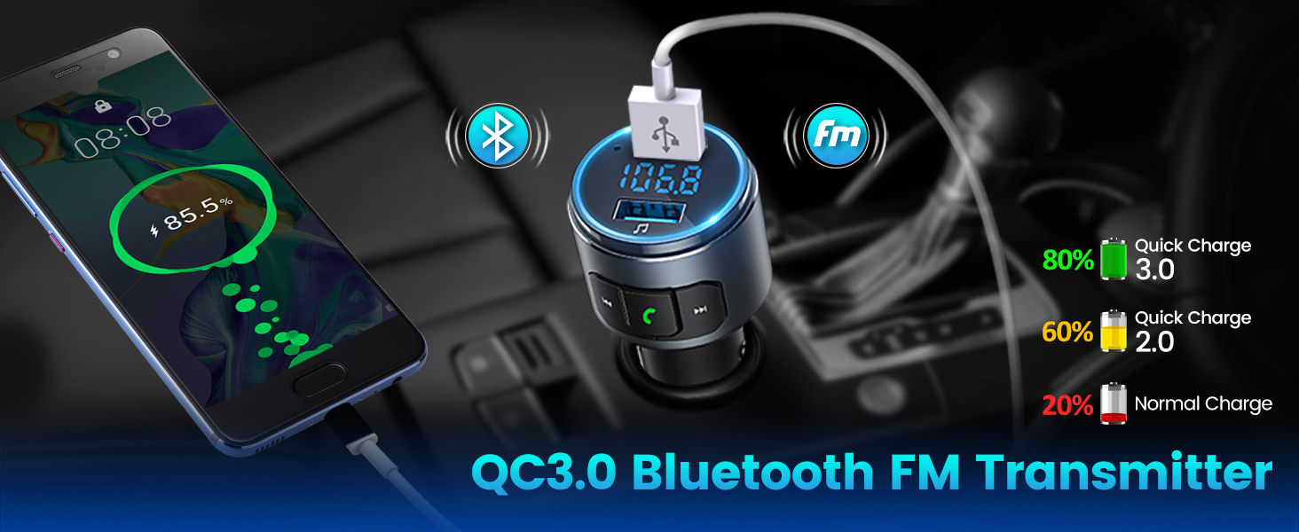 QC3.0 Bluetooth FM Transmitter
