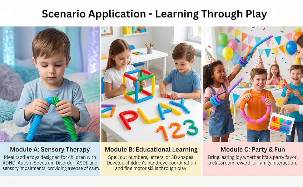 24 Sets Valentines Day Gifts for Kids School with Pop Tubes