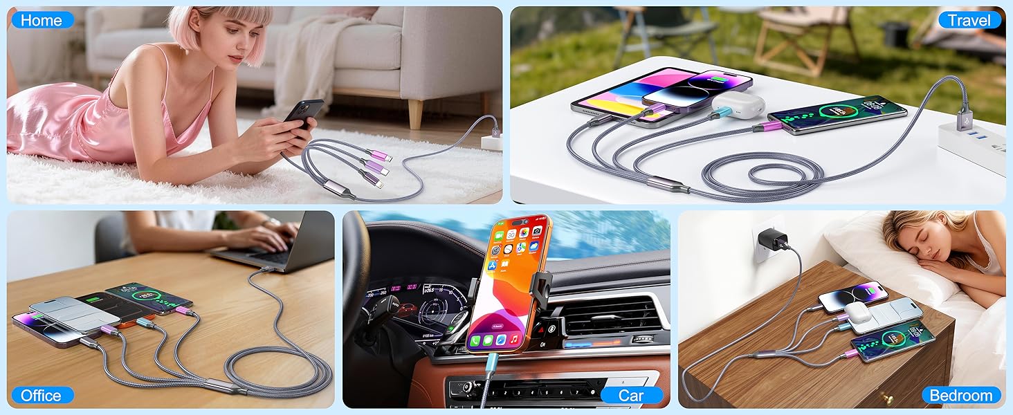 ESSENTIAL TRAVEL AND CAR COMPANION.Ideal 4FT length makes this multi charger perfect